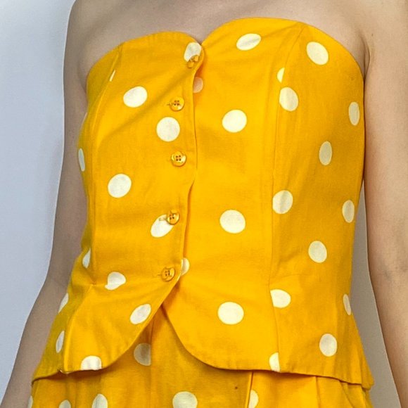 Vintage 80s Two Piece POLKA DOT Corset Summer Set! Large - Picture 4 of 4